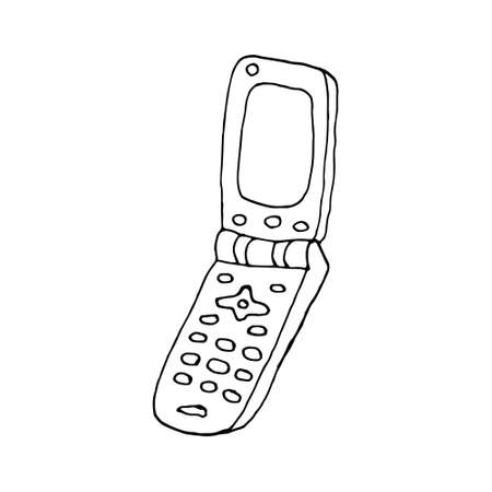 old clamshell phone, drawn with ink and penのイラスト素材