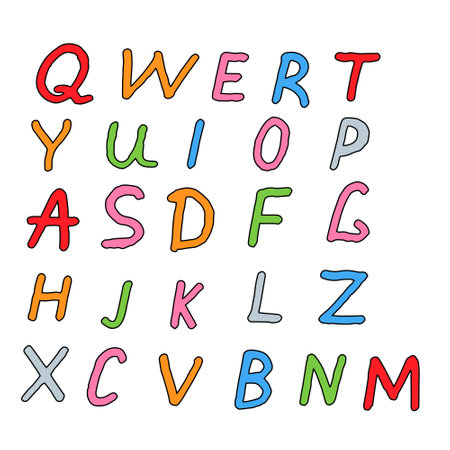 Set of trendy letters alphabet. Vector illustration isolated on white background, can be used in your projects in banners and posters. Cartoon.のイラスト素材