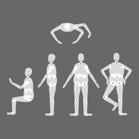 Mannequin with moving legs and arms.Vector illustration. Isolated. Can be used in your projects in banners and posters.のイラスト素材