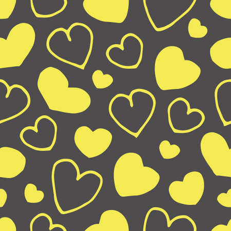 Vector seamless background with hand-drawn hearts. Seamless pattern with hearts. Hand drawn doodles. Stylish graphic texture for your design. Beautiful background. Vector illustrationのイラスト素材