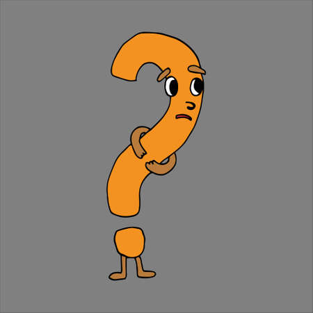 Question mark. Vector illustration. Hand-drawn in doodle style. Isolated on a white background. Coloring pages for children and adults. Funny character in cartoon styleのイラスト素材