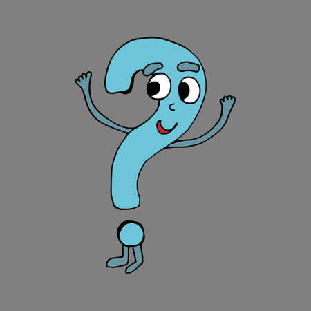 Question mark. Vector illustration. Hand-drawn in doodle style. Isolated on a white background. Coloring pages for children and adults. Funny character in cartoon styleのイラスト素材