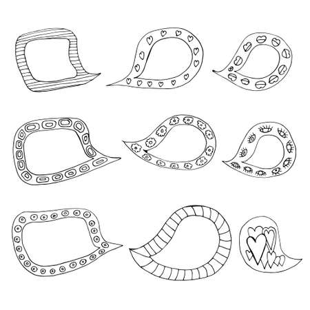 Frames for text with patterns. Vector. Isolated. Drawn in the style of doodle. Cartoon. Coloring Pagesのイラスト素材