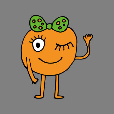 funny girl character with different emotions. The girls are holding different cosmetics in their hands. The girl winks, flirts. Vector. Isolated over white background. Cartoon. Suitable for landing page, banner, flyer, sticker. Doodle style. Coloring pages for children and adultsのイラスト素材