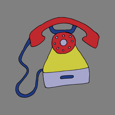 Vector telephone. Evolution of the phone. Isolated Doodlesのイラスト素材