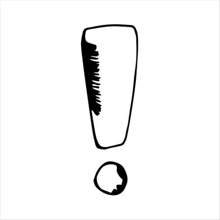 Exclamation mark. Vector illustration. Cartoon. Hand-drawn in doodle style. Isolated on a white...