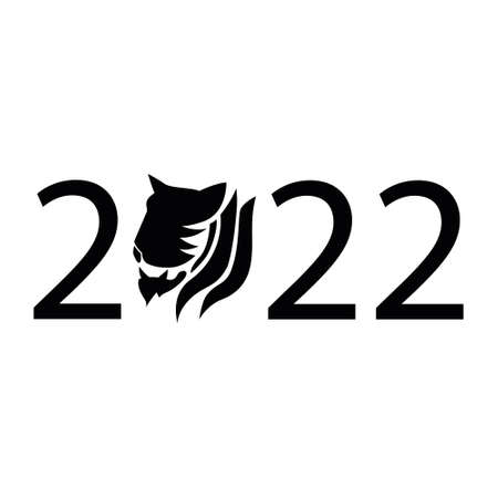 Vector tiger 2022. Year of the tiger 2022. Isolated. Drawn by hand. Cartoonのイラスト素材