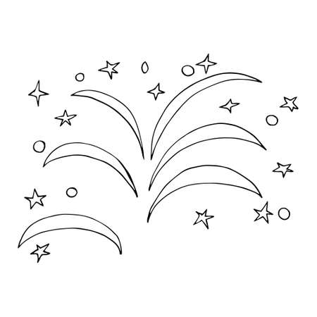 Vector fireworks. Fireworks in honor of the holiday. Fireworks for the new year. Isolated. Drawn by hand. Coloring pages for children and adults. Cartoonのイラスト素材