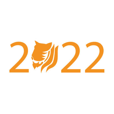 Vector tiger 2022. Year of the tiger 2022. Isolated. Drawn by hand. Cartoonのイラスト素材