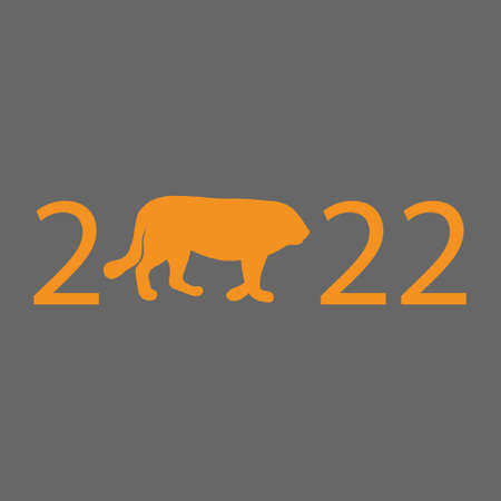 Vector tiger 2022. Year of the tiger 2022. Isolated. Drawn by hand. Cartoonのイラスト素材