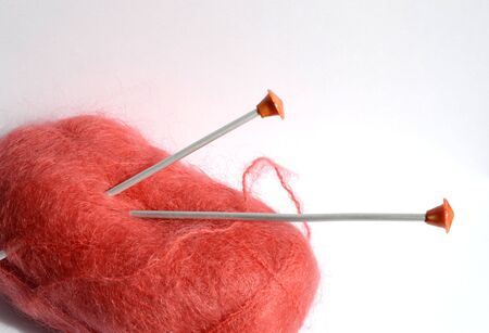 skein of red yarn for knitting with spokes
