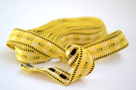 skein of yellow tape for decorationの写真素材