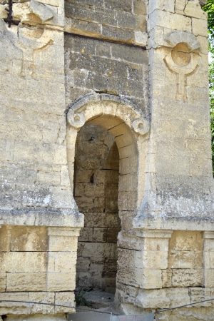 historic building located in a partially ruined stateの写真素材