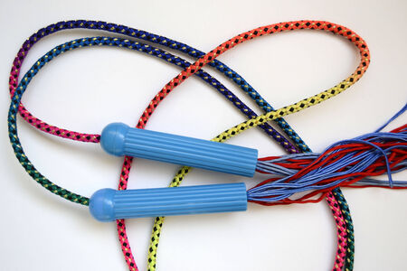 Bright multi-colored children's jump rope for sportsの写真素材