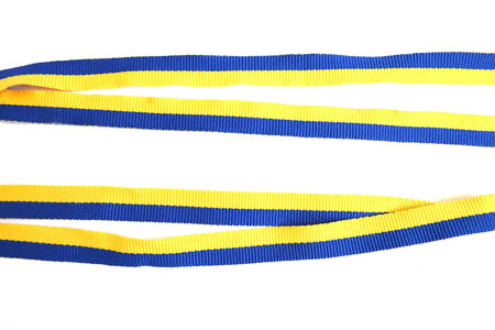 yellow-blue ribbon for medals in the sportの写真素材