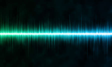 Blue and green digital sound wave on dark background