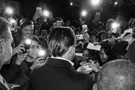 Rome, Italy - 15 January 2016: In the image Leonardo DiCaprio signs autographs to the public in the...