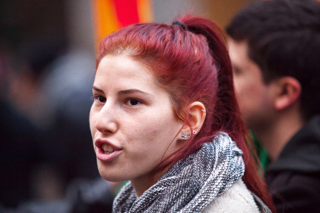 Rome, Italy - 23 January 2016: Svegliatitalia, demonstration in Piazza della Rotonda in favor of the civil rights of homosexual couples. In the scene a protester.のeditorial素材