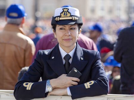 Rome, Italy - April 30, 2016: A woman officer of the Navy in St. Peter's Square, on the occasion of the Jubilee of the armed forces.のeditorial素材