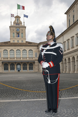 Rome, Italy - May 19, 2016: Cuirassier, guard of honor of the President of the Italian Republic in the Quirinal Palace.のeditorial素材