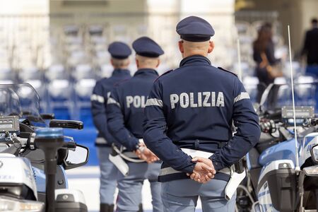 Rome, Italy - May 25, 2016: Men of traffic police deployed during the celebrations for the 164th...