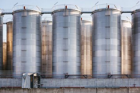 Naples, Italy - August 10, 2016: In the commercial port city of silos for storage of liquid discharged from ships.のeditorial素材