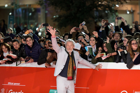 ROME, ITALY - NOVEMBER 01: Ian McKellen walks a red carpet for 'Ian McKellen: Playing The Part' during the 12th Rome Film Fest at Auditorium Parco Della Musica on November 1, 2017 in Rome, Italy.のeditorial素材