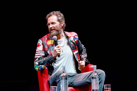 Rome, Italy - October 16, 2016. Italian singer Jovanotti (Lorenzo Cherubini) is interviewed during the meeting with the public at the 11th Rome International Film Festival.のeditorial素材