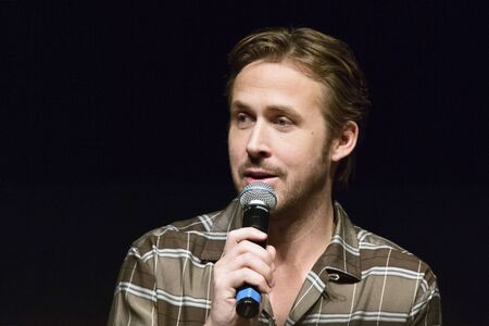 Rome, Italy - 11 December 2017: Ryan Gosling meets the audience on the stage of the Auditorium Parco della Musica, on the occasion of the concert of the State Police.のeditorial素材