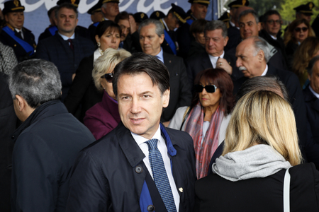 Rome, Italy - 10 April 2019: President of the Council of Ministers Giuseppe Conte, during the 167th anniversary of the State Police.のeditorial素材