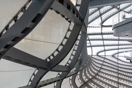 Rome, Italy - December 5, 2019: Convention Center - La Nuvola. Interior of the steel structure that makes up part of the building and the so-called cloud.のeditorial素材
