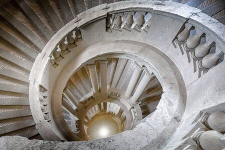 Caprarola (VT), Italy - January 27, 2020: The Villa Farnese is located in the town of Caprarola near Viterbo, northern Lazio, Italy. The internal staircase revolves around 30 columns of peperino.のeditorial素材
