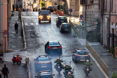 Rome, Italy - October 9, 2020: actor Tom Cruise in the streets of the historic center, during the filming of the new action movie "Mission Impossible 7".のeditorial素材