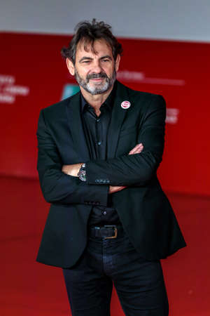 Rome, Italy - October 15, 2021: Oscar Camp, founder of Open Arms, takes part in the red carpet of the Mediterranean film - The Law of the Sea.のeditorial素材