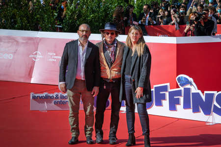 Rome, Italy - October 17, 2021: Johnny Depp walk red carpet at the Rome Film Festival where he will present his latest film "Puffins".のeditorial素材