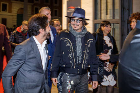 Rome, Italy - October 17, 2021: Red carpet of Johnny Depp's master class for the Rome Film Festival...
