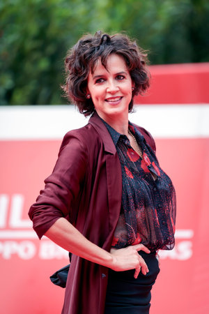 ROME, ITALY - OCTOBER 23: Italian actress Irene Ferri at Rome Film Fest 2021. Cry for a new renaissance Red carpet. Rome (Italy), October 23th, 2021のeditorial素材