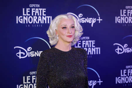 ROME, ITALY - APRIL 08: Drusilla Foer attend the premiere of TV series Disney, "Le Fate Ignoranti" in front of Opera House in Rome.のeditorial素材