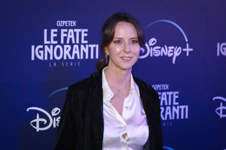 ROME, ITALY - APRIL 08: Caterina Guzzanti attends the premiere of TV series Disney, "Le Fate Ignoranti" in front of Opera House in Rome.のeditorial素材