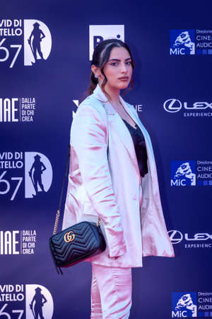 Rome, Italy - May 3, 2022: Giuseppina Rotolo attends the red carpet of the David di Donatello 2022 awards ceremony in Rome.のeditorial素材