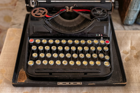 Cortona, Italy - July 17, 2022: ancient typewriter. Used for automatic writing.のeditorial素材