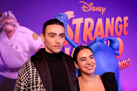 Rome, Italy - 21 Nov 2022: Michele Bravi and Federica Abbate at the premiere of the animated film 'Strange World - Un Mondo Misterioso' at The Space Cinema Moderno. Rome, Italy.のeditorial素材