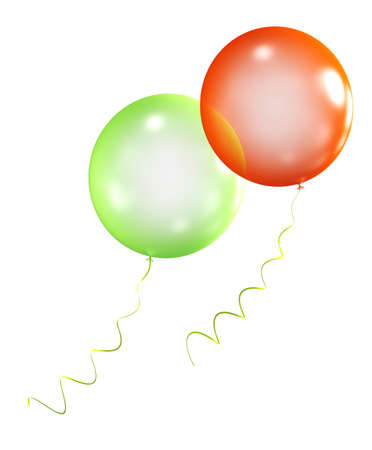 Red and green balloons isolated on white background.の写真素材