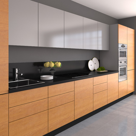 Interior of modern  kitchen. 3d  render.の写真素材
