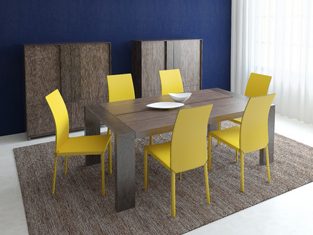 Modern dining-room interior. Minimalism. 3d render.の写真素材