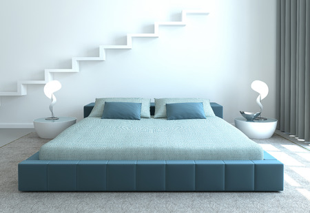 Modern bedroom interior. 3d render.の写真素材