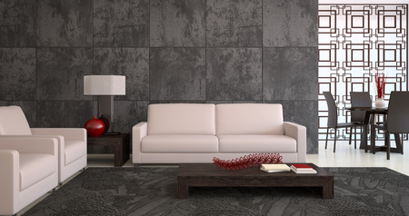 Modern living-room interior. 3d render.の写真素材
