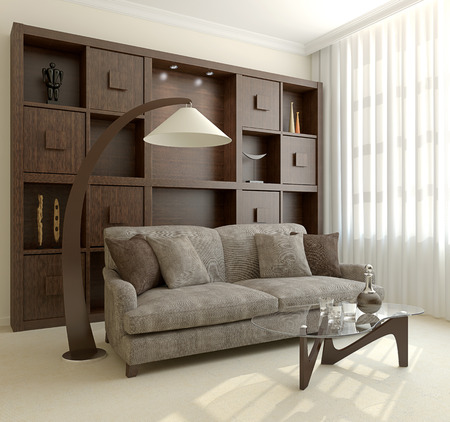 Modern living-room interior. 3d render.の写真素材