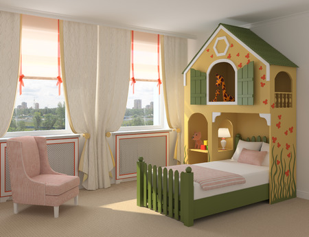 Colorful interior of playroom. 3d render.の写真素材