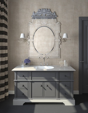Modern bathroom interior. 3d render.の写真素材
